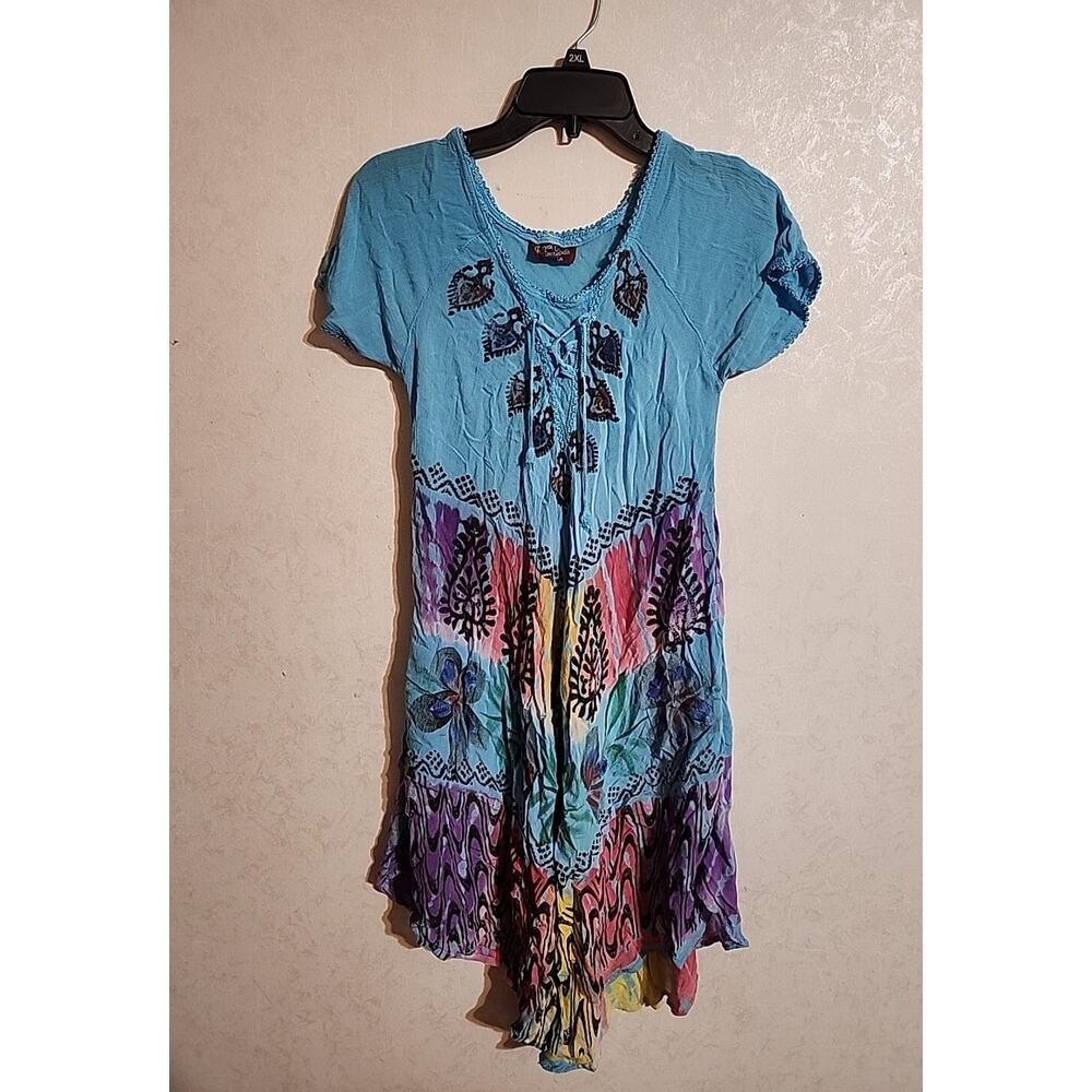 Royal Moda T-Unitalla Girls Full Length Dress Blue Aztec NO SIZE TAG SEE MEASURE